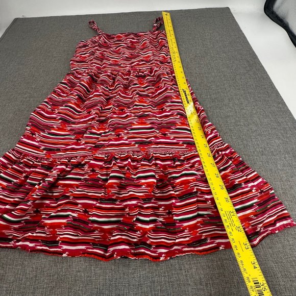 LOFT‎ Sundress Spaghetti Straps  Ruffled Mini Dress Sz 6 Red Orange Green White - Picture 8 of 16